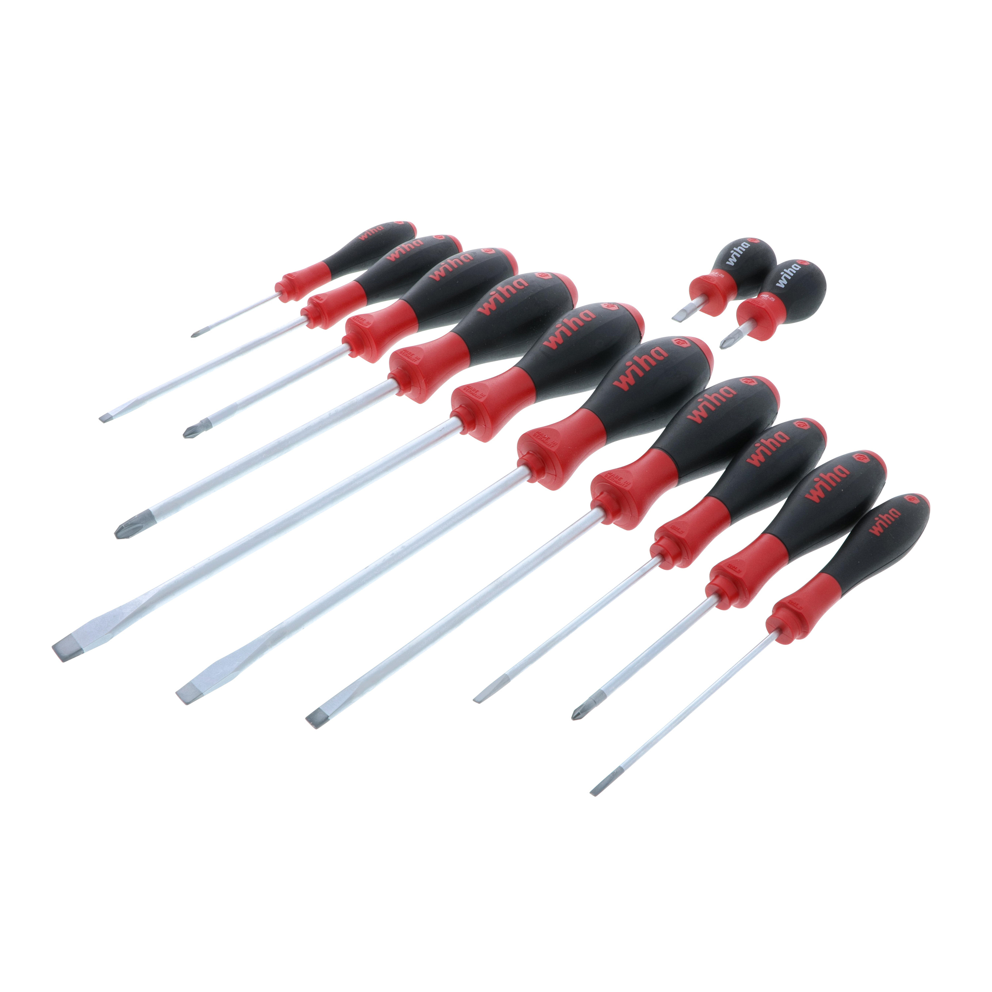 Wiha, 12PC SoftFinish Slotted Phillips Screwdriver Set, Drive Type Combination, Model# 30297